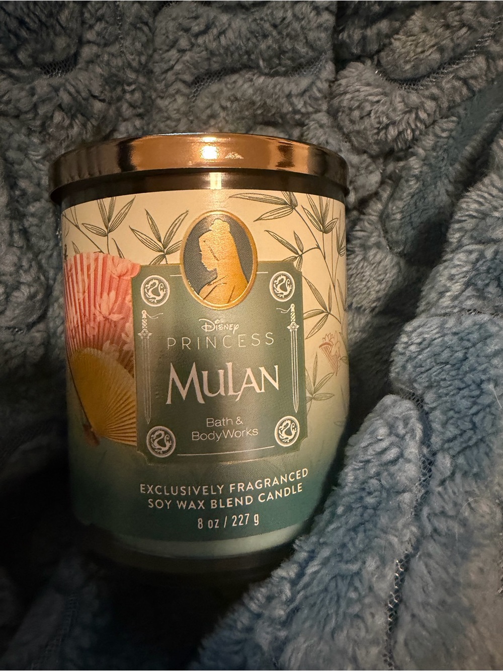 Bath & Body Works Mulan Candle - Teal and Gold Accents